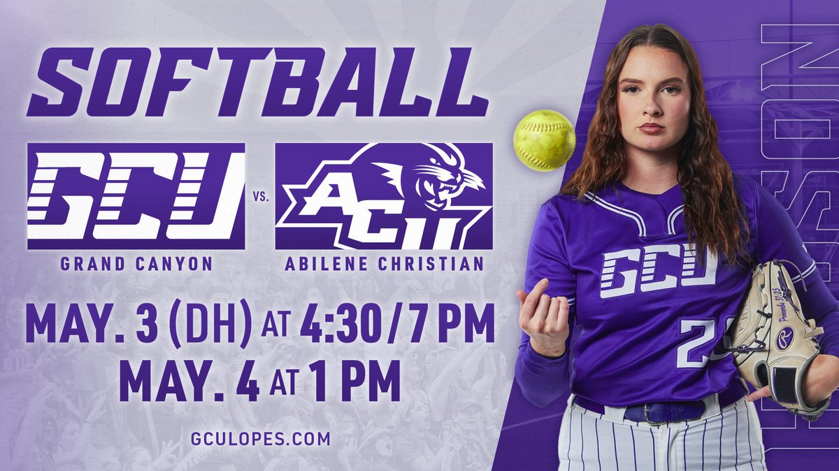 🚨 SENIOR DAY THIS SATURDAY 🚨 This week GCU Softball will face off against Abilene Christian in a 3-game series! Come support the Lopes as they celebrate Senior Day on SATURDAY at 1PM! 🤘 #LopesUp Get your tickets here 🎟️: gculopes.com/tickets