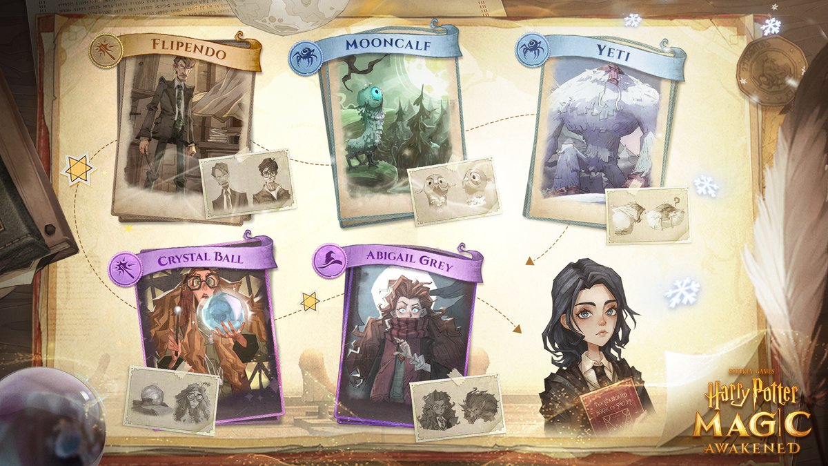 Ready for some magic? Abigail Grey, Crystal Ball, Yeti, Mooncalf and Flipendo are waiting for you in the Curious Card pool. We want to hear about your epic combinations! #HarryPotter #MagicAwakened