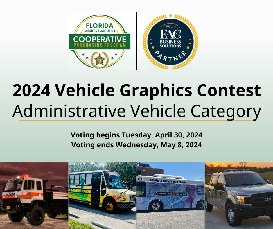 Have you voted in @flcounties and FSA's 2024 Vehicle Graphics Contest? Show your appreciation for our state's city, county, and government fleet programs by liking their photo on our contest post on Facebook. The vehicle with the most likes will be crowned the winner!