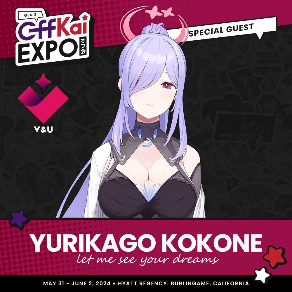 The dream goddess @YurikagoKokone is descending upon #OffKaiGen3 in Burlingame, CA, from May 31st to June 2nd! 💭