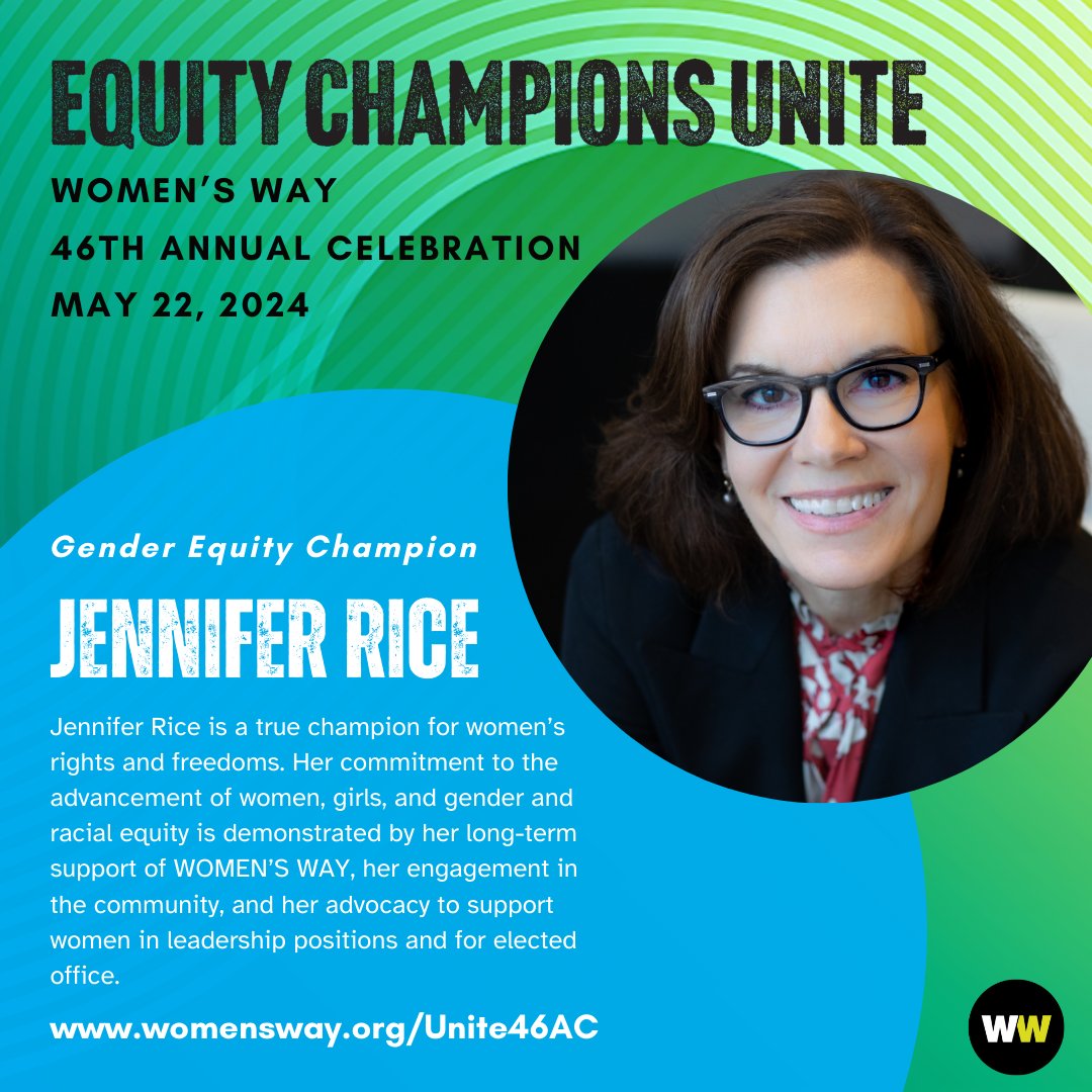 Meet our 2024 Gender Equity Champion! Jennifer's commitment to gender & racial equity is demonstrated by her long-term support of WOMEN’S WAY, her engagement in the community, and mentorship supporting women in leadership positions. Learn more: womensway.org/Unite46AC