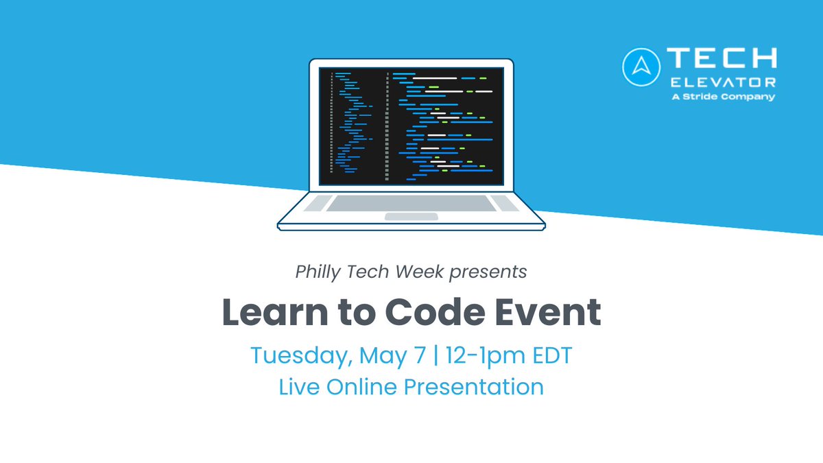 Ready to discover the exciting realm of #tech? 🙌 Join @Tech_Elevator for a Learn to Code workshop on Tues, May 7 at 12PM EDT as part of #PTW24. Learn the fundamentals of coding in this complimentary session! Secure your spot now: bit.ly/3UmSxMR