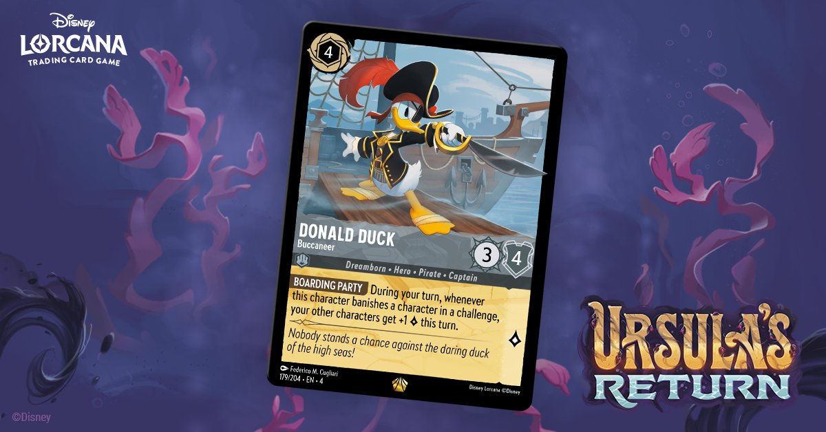 New Donald Duck Buccaneer card reveal from Ursula's Return! 🏴‍☠️ #Lorcana 

Credit: @DisneyLorcana