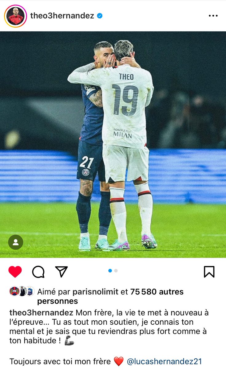 📱Théo sur Instagram à propos de la blessure de son frère Lucas ☹️