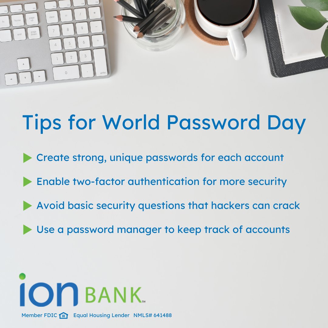 #WorldPasswordDay: Boost your online security with these tips for creating strong passwords 🔒💻

#onlinesecurity #passwordtips #IonBank