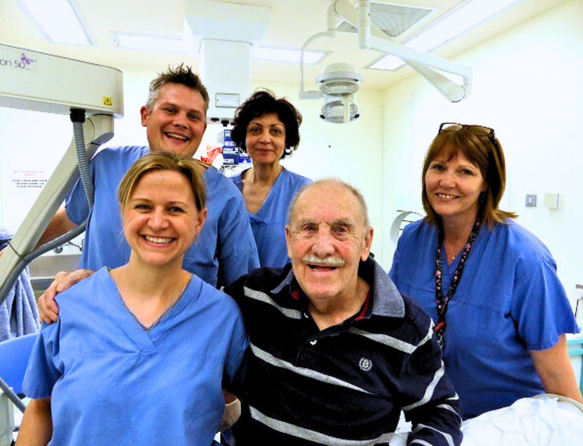 Pioneering radiotherapy patient Bill Prebble, 96, is celebrating ten years of being cancer free, after he was the first patient to use our Papillon #radiotherapy machine in April 2014. Read more: ow.ly/ROeo50RskmH #RoyalSurrey