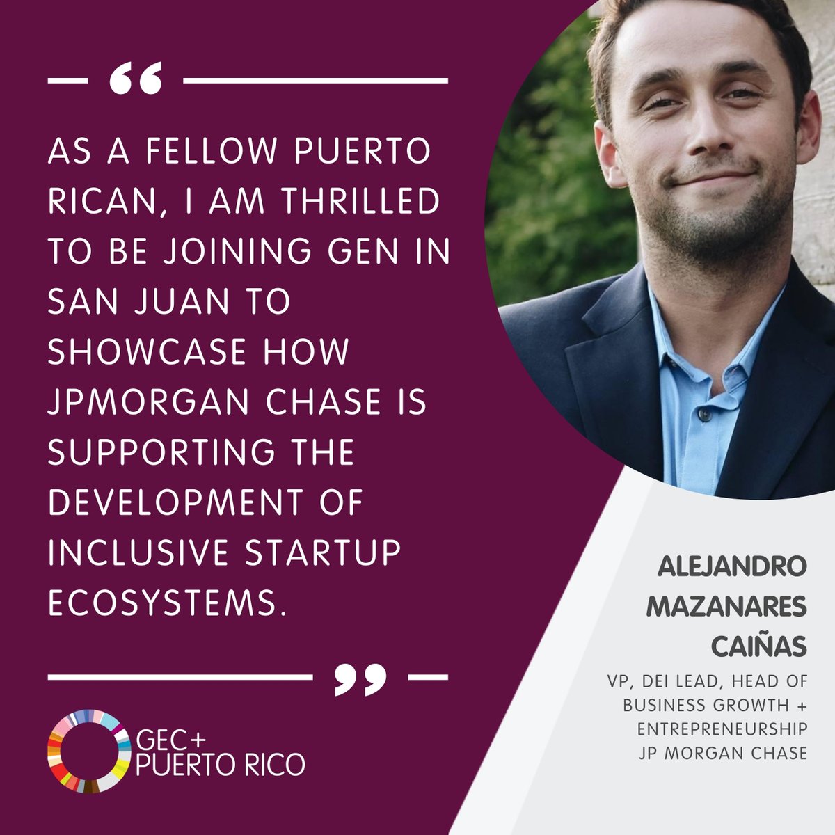 At GEC+Puerto Rico, we're exploring initiatives to bring historically underrepresented communities into the entrepreneurial economy. Join Alejandro Manzanares, JP Morgan Chase + more. Register now: genglobal.org/gec-plus/puert… #GECPlusPR #startup #entrepreneur #innovation