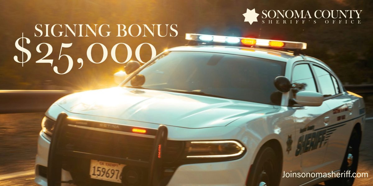 At the Sonoma County Sheriff's Office, we're looking for corrections and patrol officers.  Click the link in our bio to learn how you can qualify for our $25,000 sign on bonus and become so much more.  #sonomacounty #scso #casheriff