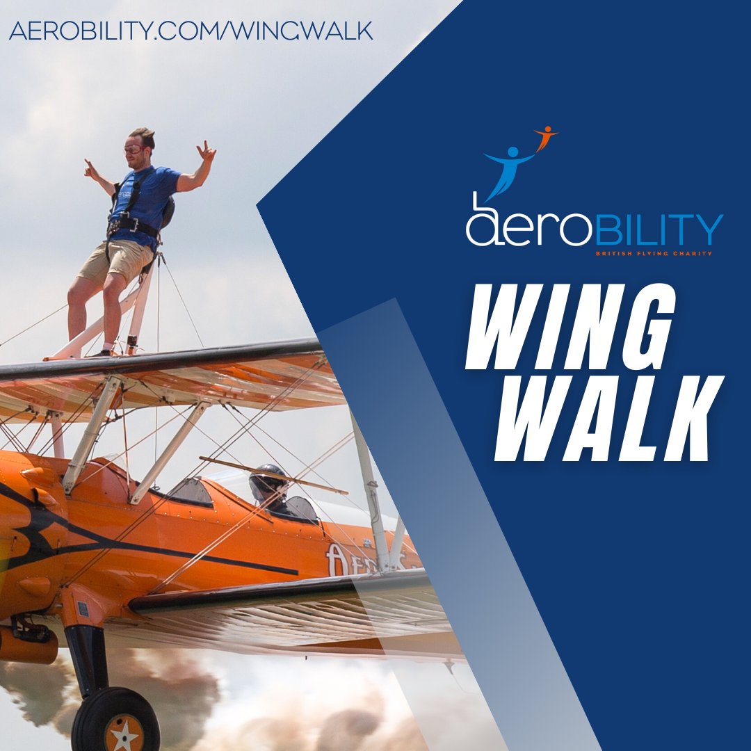 Ever dreamt of defying gravity? 🤔 Our next wing walk day is the 20th of June 2024. Sign up today and be part of something truly extraordinary at: aerobility.com/wingwalk #WingWalk #Fundraise #Aviation #Flying #Fundraiser