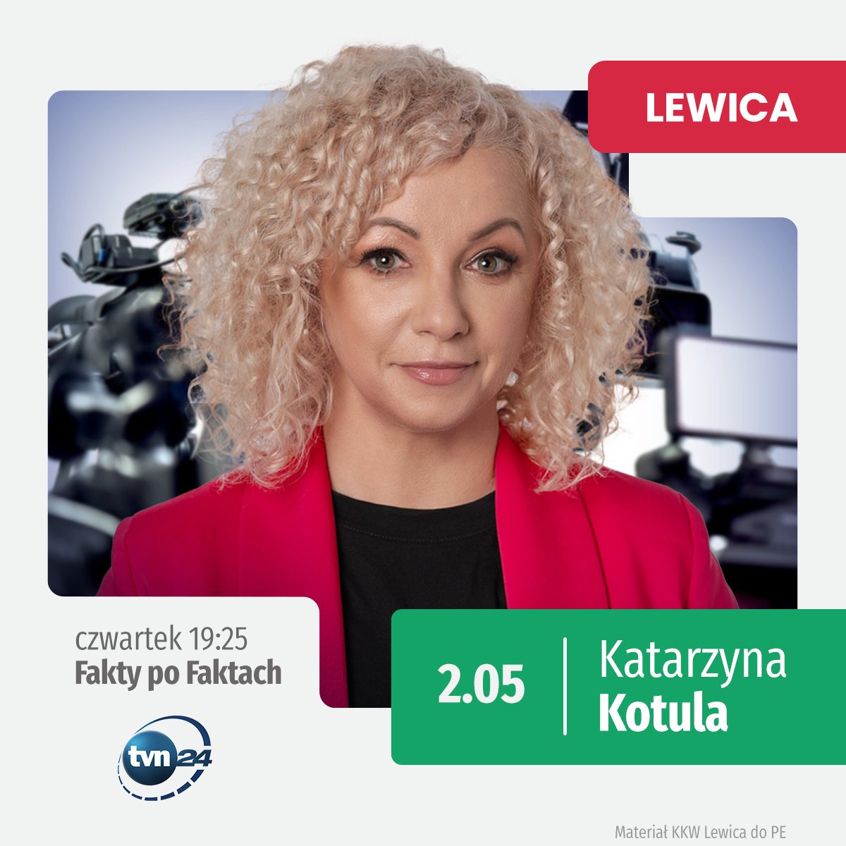 📺 Ministra ds. Równości @KotulaKat dziś o 19:25 będzie gościnią programu @faktypofaktach w @tvn24 Zachęcamy do oglądani! #EuropaDlaCiebie #LewicaWMediach