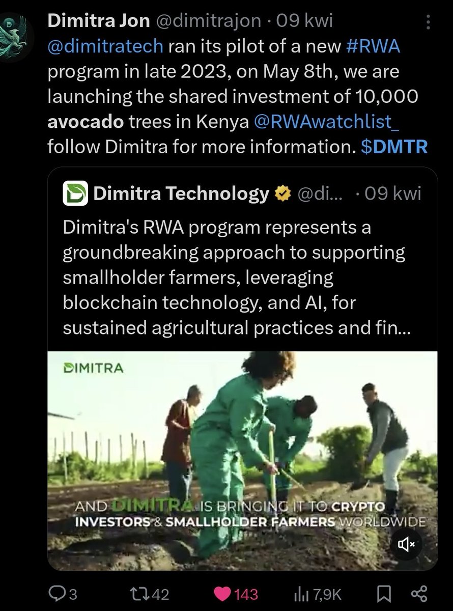 Mark my words

There is no better choice for #ai in 50-60mln mcap range than $DMTR

Not to mention, most unique #rwa part tokenizing 🌴🥑

It will sooner or later catch up to $tao $fet $rndr $theta $inj etc. Market cap wise

#farming + #agtech will be huge AI usecase