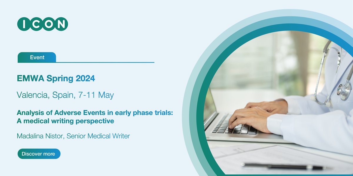 Join Madalina Nistor at the EMWA Spring Conference for a poster presentation on the analysis of adverse events in early phase trials from a medical writing standpoint. Learn more. ow.ly/esL950RuqOn