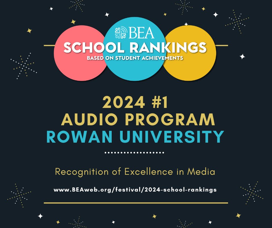 We congratulate @rowanuniversity on their #1 Audio Program ranking in BEA’s 2024 rankings of schools based on the creative achievement of their students. The rankings are founded on the results from the #BEAFestival. beaweb.org/festival/2024-…
