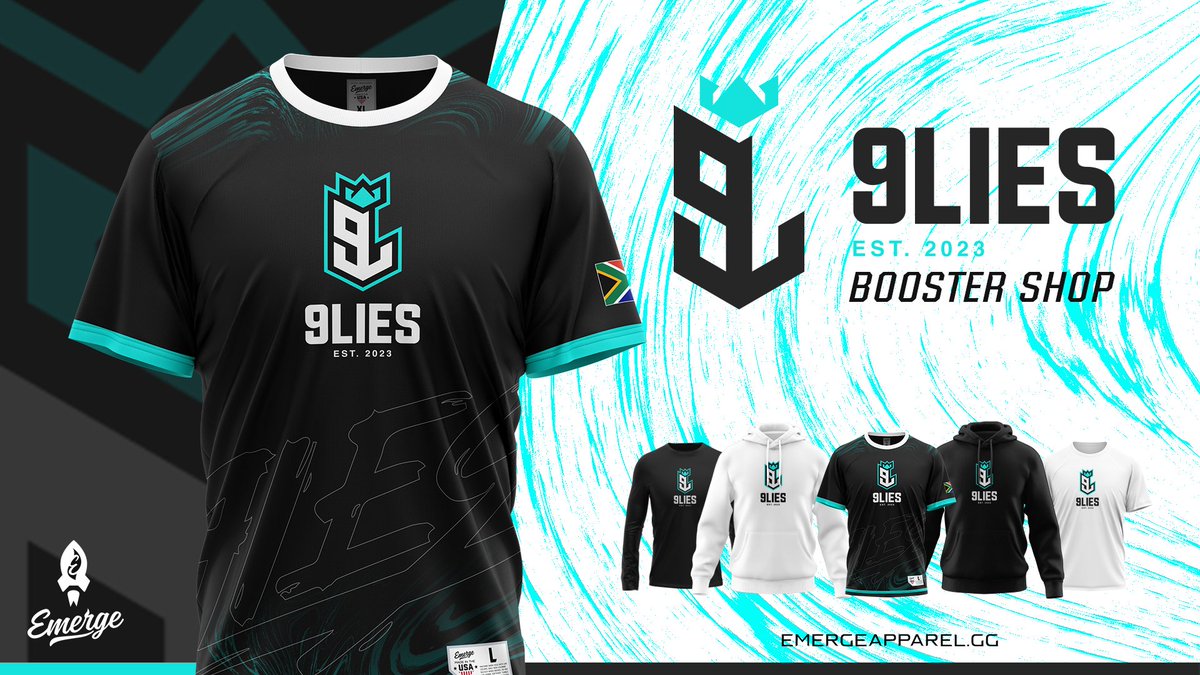 [#Announcement] @9LiesEsports x @Emerge_GG We are happy to announce we have found ourself a new merch company bringing you the best Quality on the market! All the shirts & hoodies will be @ChampionUSA & the hats and caps will be @NewEraCap -Shop Link: