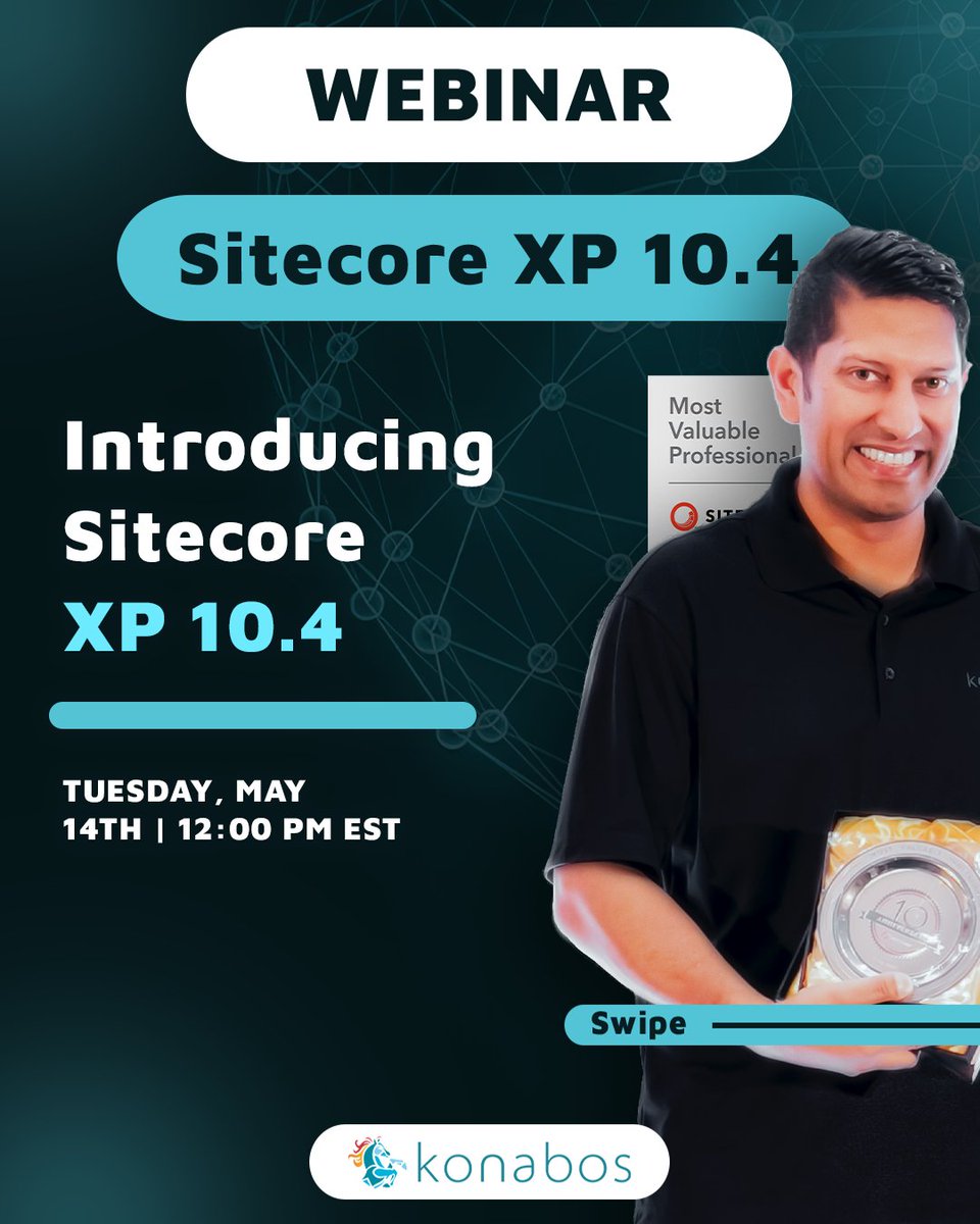 KonabosInc's tweet image. Join us at Konabos for an exclusive webinar introducing @Sitecore XP 10.4 webinar.konabos.com

Discover innovative features like simplified personalization, advanced security, and over 200 enhancements designed to elevate your digital experience. 

#SitecoreXP #SitecoreXP104