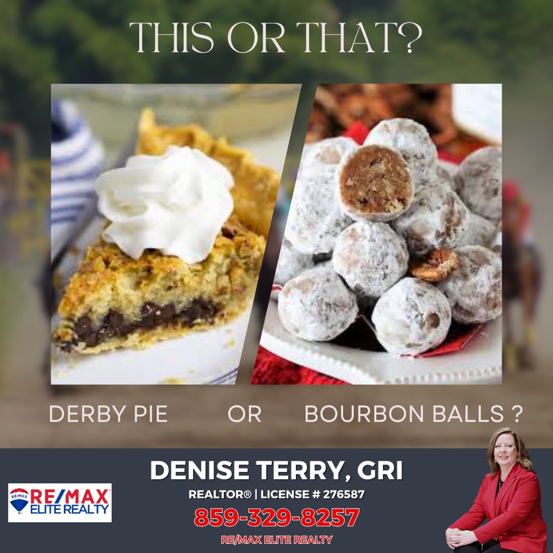 Derby dilemmas: Decadent Derby pie or classic Bourbon balls? Tough choices at the Kentucky Derby! #RealEstate #NoHiddenFees #HiddenFREES #REMax #REMaxEliteRealty #ThisOrThat #Bluegrassrealtors #playingtowin @vaughtsviews