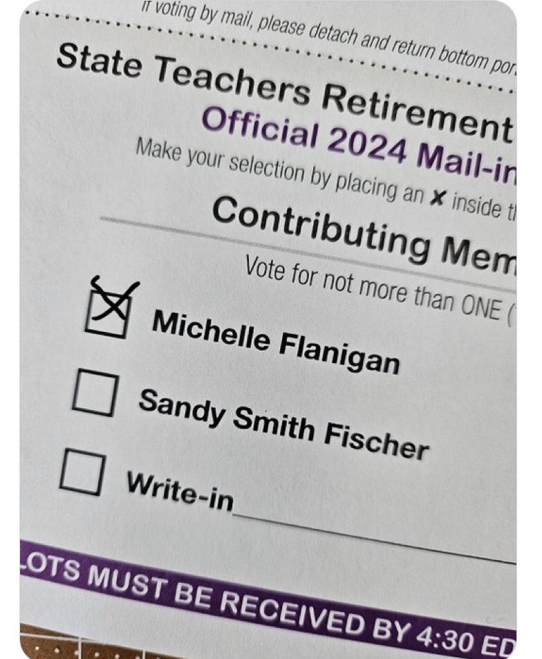 TFT members and STRS members Vote Michelle Flanigan for STRS Board. Only a few days left! ⁦@OFTunion⁩ ⁦@AFTunion⁩