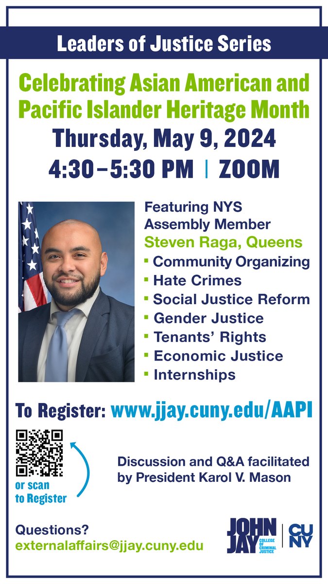 On 5/9 @ragaforqueens will be speaking w/ virtual JJAY! #DYK Raga currently hosts a JJAY student intern: Yarik Munoz? Munoz landed his internship at the Career & Internship Fair. Networking can lead to great opportunities, so be sure to not miss this one! RSVP at the 🔗 in bio.