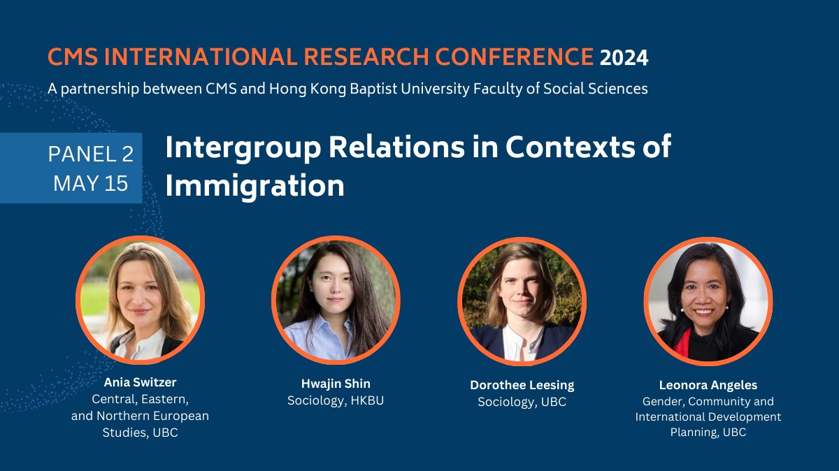 Delve into the complexities of intergroup relations in contexts of immigration during the second panel of the CMS #InternationalResearchConference on May 15, 2:00 PM - 3:30 PM, at the Liu Institute for Global Issues. 👉 Register now: migration.ubc.ca/events/event/a… #MigrationResearch
