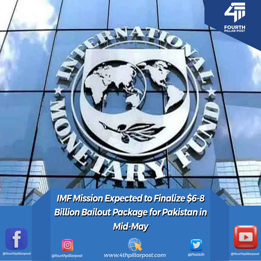 IMF mission set to visit Pakistan in mid-May to finalize details of a $6-8 billion bailout package. Pension reform and fiscal consolidation measures expected as part of the program. 
 #IMF #PakistanEconomy #BailoutPackage 
Read more: 4thpillarpost.com