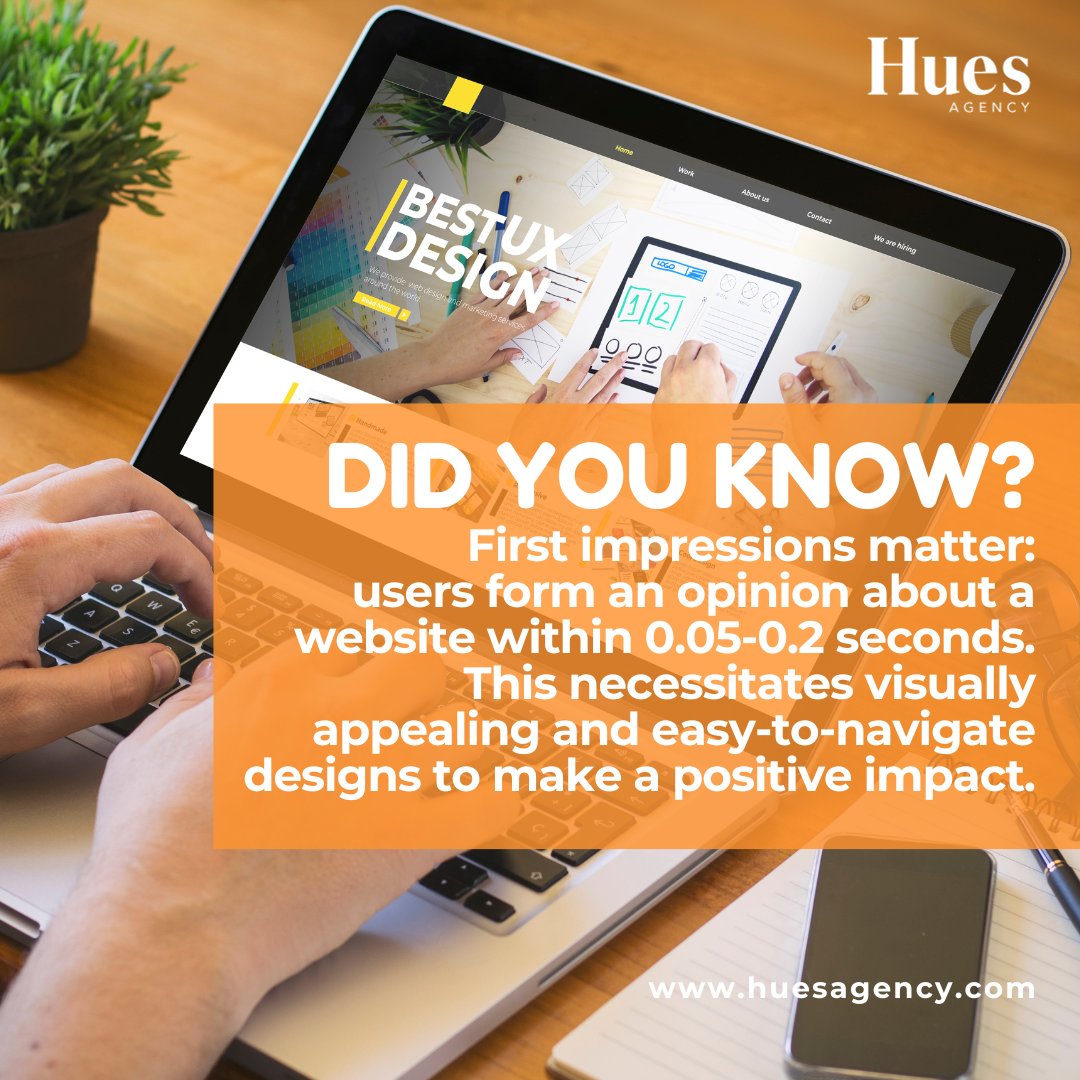 Did you know? 💡 
The average smartphone user will check their device up to 150 times daily. That means you must ensure your website is optimized for mobile devices to reach a wider audience.  
#businessbranding #huesagency #websitedesign #WebsiteDevelopment #webdesign