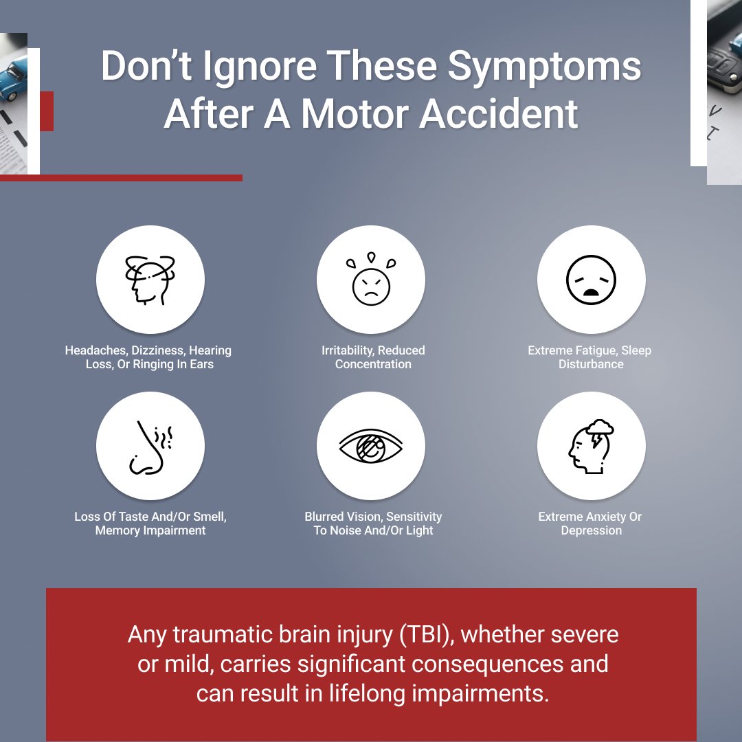 Don't ignore these symptoms! 
.
.
#HowardInjuryLaw #InjuryLawFirm #InjuryLaw #PersonalInjury #LasVegasLawFirm #LasVegasAccidentLawFirm #LasVegasInjuryLaw #MotorAccident #CarAccident #TBI
