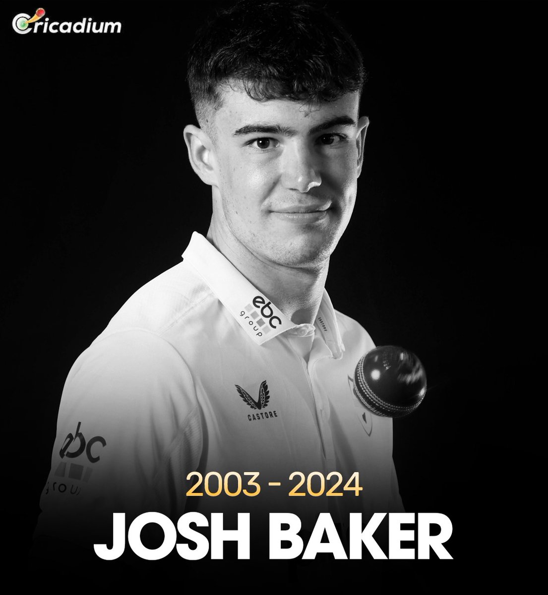 Josh Baker, the left-arm spinner from Worcestershire, has sadly passed away at only 20 years old. Our deepest condolences with his family RIP 💔 #JoshBaker #RIP #England