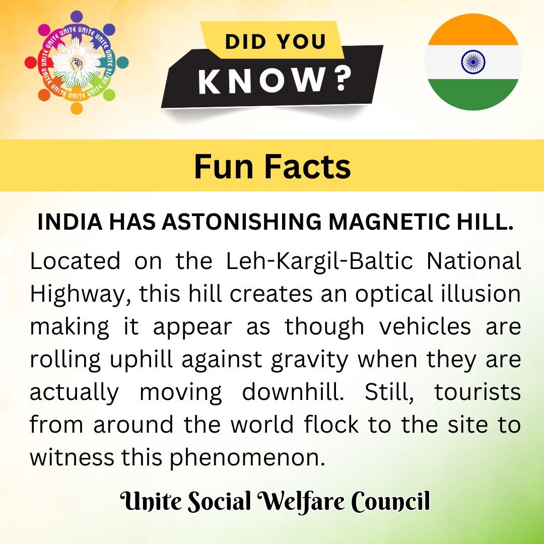 India Has Astonishing Magnetic Hill.

#India #MagneticHill #GravityDefying #Ladakh #NaturalWonder #OpticalIllusion #Tourism #GlobalAttraction #uswc