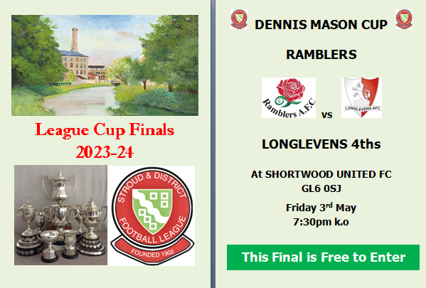 On Friday we kick things off with the Dennis Mason Cup Final, to be played at @ShortwoodUtdFC This match features: the Champions of Div-Three @longlevensafc 4ths and the Champions of Div-Four @afc_ramblers so should be a great start to the series of Finals