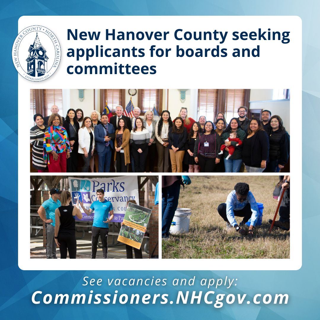 #NHCgov invites residents interested in serving our community to apply for a board or committee. Vacancies include: 🎓 Cape Fear Community College Board of Trustees ✈️ NHC Airport Authority 🏛️ Cape Fear Museum Advisory Board See the full list and apply: loom.ly/SqhVaGE