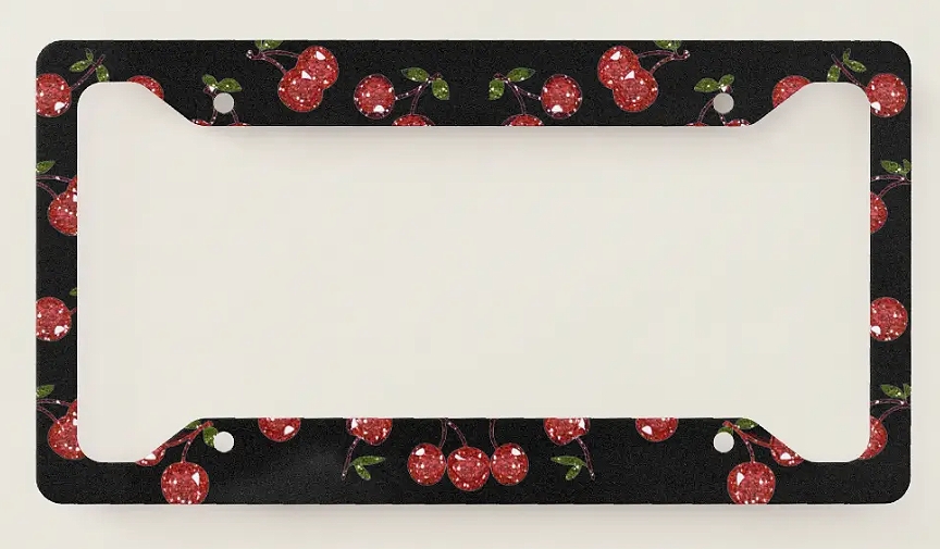🍒🍒 🚗 🍒 🚗 🍒 🍒 By personalizing your license plate frame, you can add a unique touch to your vehicle & make it easier to spot in a crowded parking lot. #cherry #rockabilly #cherries #art #LicensePlate Frame Holder #automotive #accessories #gifts zazzle.com/rab_rockabilly…