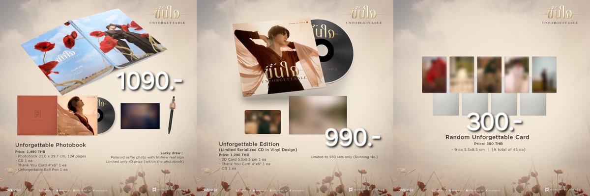 — #NuNew3rdSingle (Pls. RT) 🍂💗

‘ ขึ้นใจ (Unforgettable) ’
✨ Unforgettable Photobook : 1090.-
💗 Unforgettable Edition  : 990.-
✨ Unforgettable Card : 300.-

👾 ราคารวมส่งแล้ว
💌 สนใจ DM มาได้เลยค่ะ

(รับไม่เยอะนะคะ)

#NuNew
#ตลาดนัดซีนุนิว #ตลาดนัดซนซน