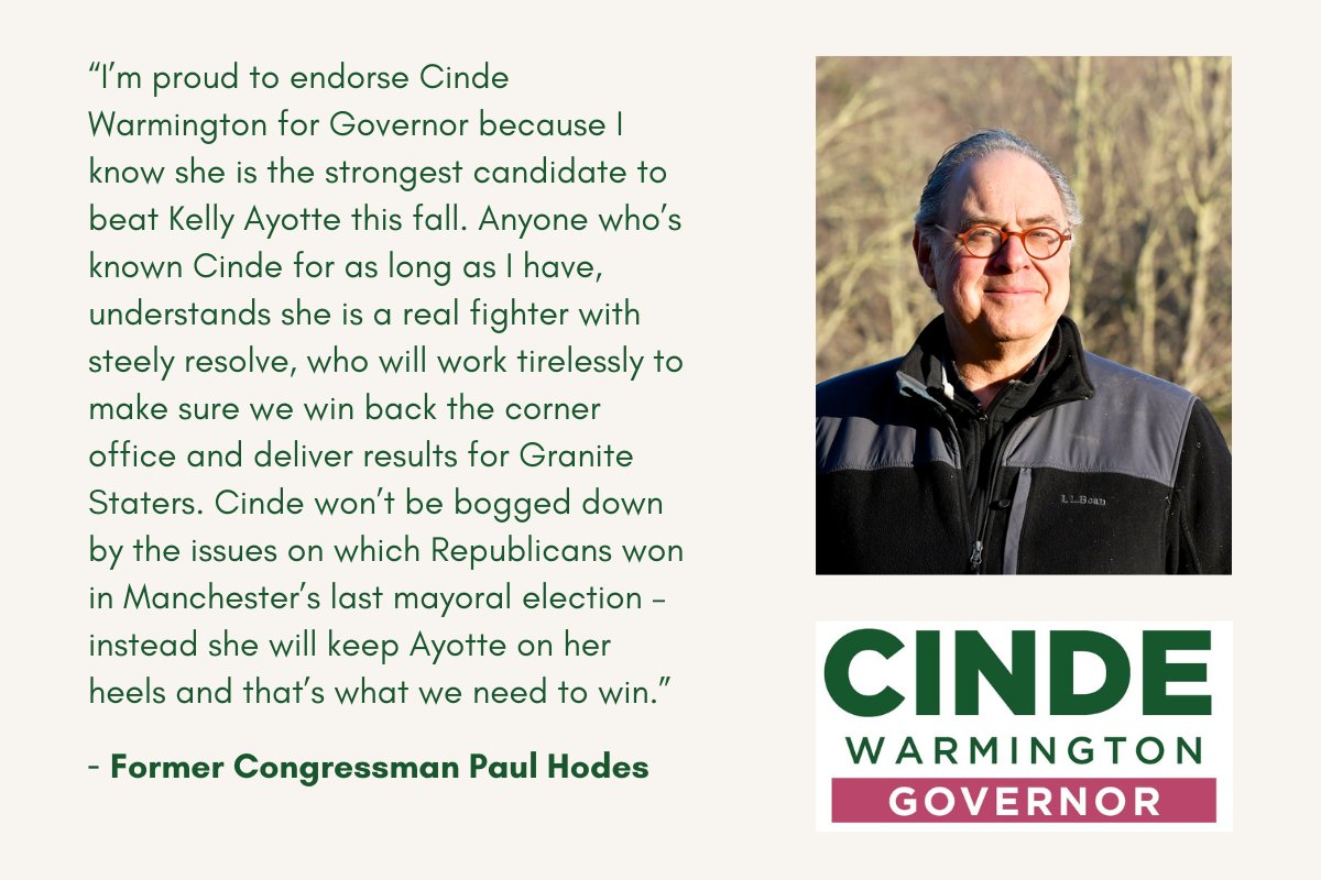 We are all grateful to former US Rep. @paulhodes1 for the tremendous leadership he showed serving Granite Staters in Congress & I am so proud to have him on our team to win back the corner office this fall! #NHPolitics