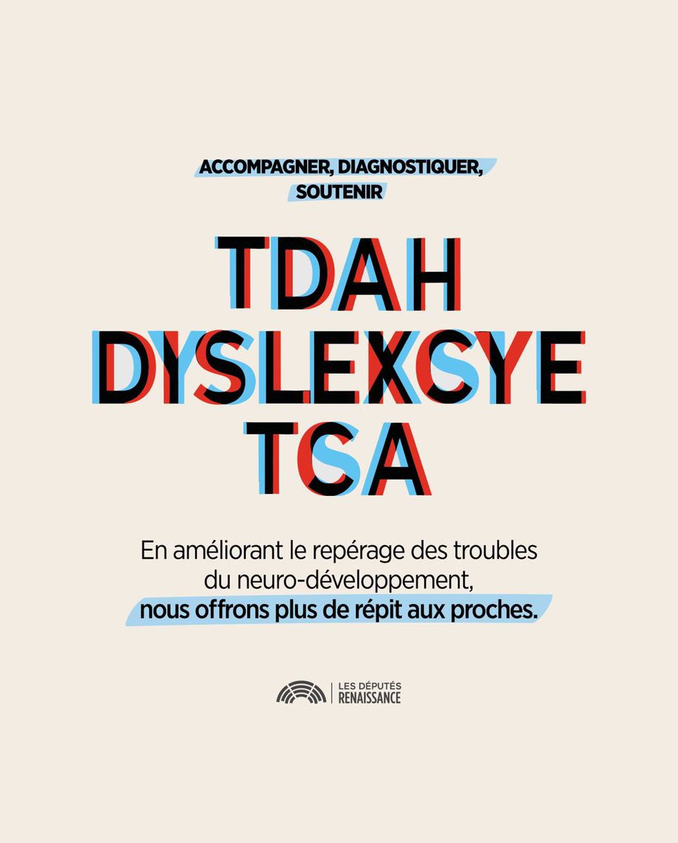 La PPL visant à améliorer le repérage et l'accompagnement des personnes présentant des troubles du neurodéveloppement (TND) et à favoriser le répit des proches aidants vient d'être définitivement adoptée. → Depuis 2️⃣0️⃣1️⃣7️⃣, la Majorité s'engage activement dans l'accompagnement…