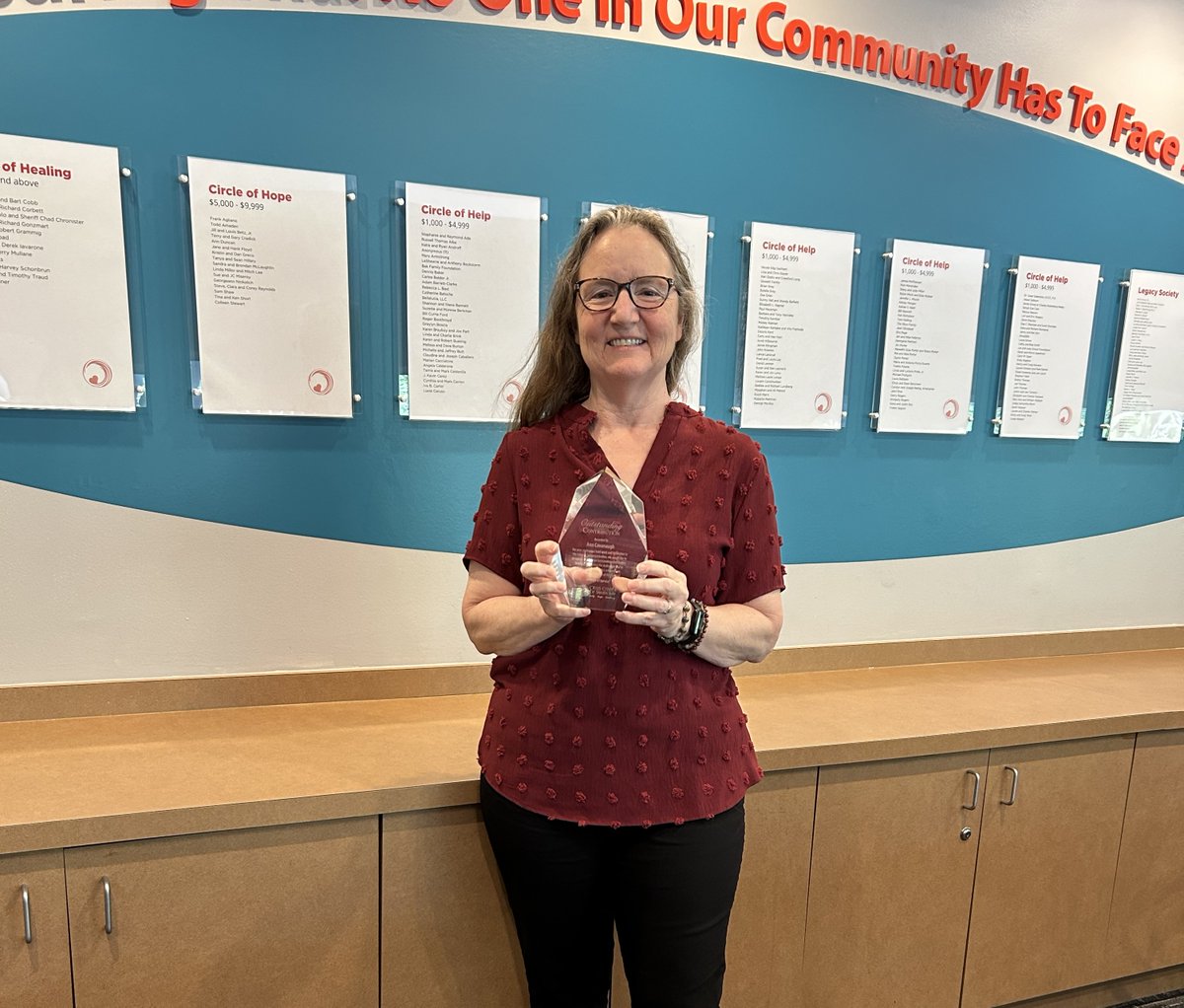 Congratulations to Ann Cavanaugh who recently celebrated 30 years at the Crisis Center! Ann has worked for over 20 years in TransCare Billing. She started her career here answering crisis calls in the contact center. Thank you Ann for three decades of service to our community!