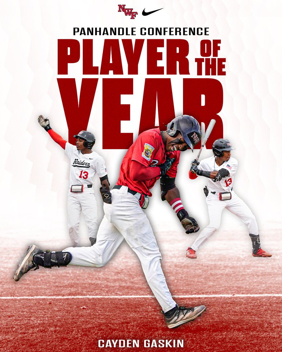 NWF Baseball (@nwfraiders_bsb) on Twitter photo Introducing the 2024 Panhandle Conference Player of the Year <a href="/Cayden13Gaskin/">Cayden Gaskin</a>‼️
#GoRaiders #SoundTheSiren Introducing the 2024 Panhandle Conference Player of the Year <a href="/Cayden13Gaskin/">Cayden Gaskin</a>‼️
#GoRaiders #SoundTheSiren