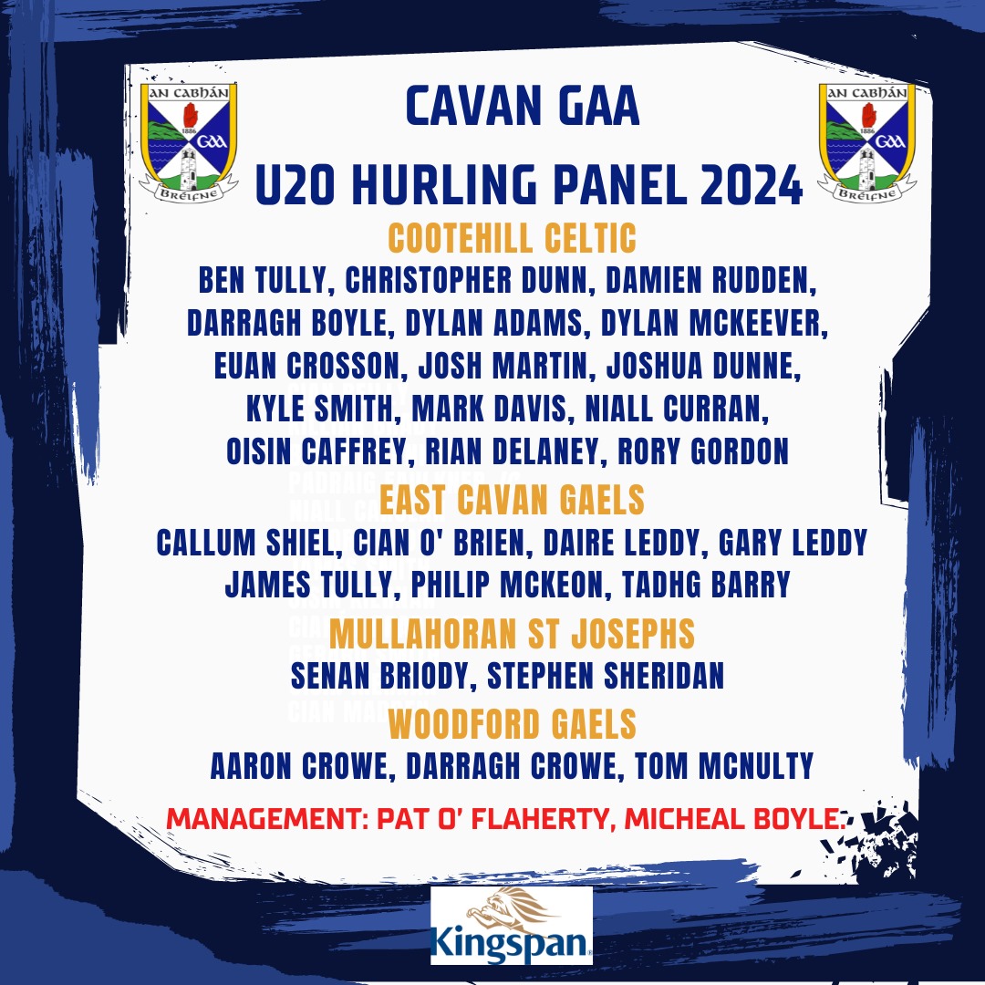 U20 Cavan Hurling Panel 2024. #GAA #Hurling