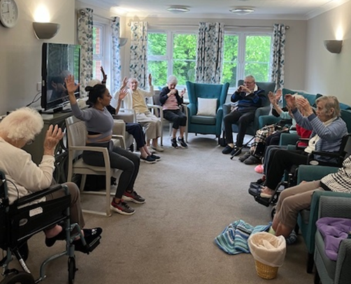 LimegroveCareAH's tweet photo. Todays Chair Yoga with @adiyoguk #residents #wellbeing #activitys #carehome #easthorsley @AnchorLaterLife https://t.co/2N260rRS0H