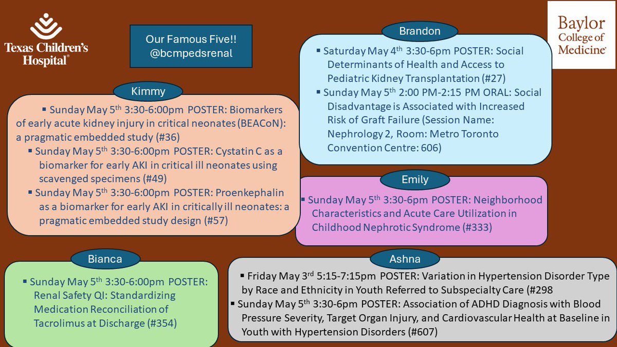 BCM Pediatric Renal Fellowship (@bcmpedsrenal) on Twitter photo Great line up by our fellows <a href="/PASMeeting/">Pediatric Academic Societies</a> <a href="/ASPNeph/">American Society of Pediatric Nephrology</a> #PAS2024
📣Check out and cheer them at their posters and oral presentations!! Great line up by our fellows <a href="/PASMeeting/">Pediatric Academic Societies</a> <a href="/ASPNeph/">American Society of Pediatric Nephrology</a> #PAS2024
📣Check out and cheer them at their posters and oral presentations!!