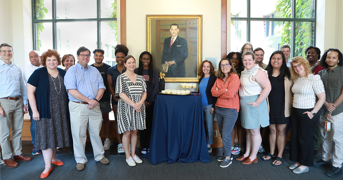 At @UVALaw on Wednesday, we had an impromptu celebration of what would have been the 100th birthday of Gregory S. Swanson ’50, @UVA and the Law School’s first Black student, thanks to his daughter Karen Swanson and the cupcakes she donated for the occasion. So proud to honor him!