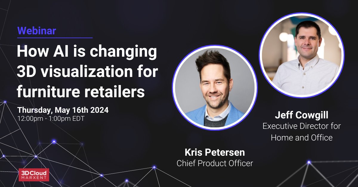 Your front-row seat is waiting! Get insider tips on #AI and how it's revolutionizing 3D visualization for furniture retailers. 🛋️ Register today 👉🏻 bit.ly/3W41ZqI 🗓️ Mark Your Calendars: Thursday, May 16th, 2024 ⏰ Set Your Alarms: 12:00 pm - 1:00 pm EDT