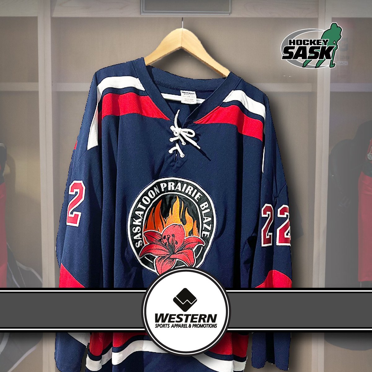 This month’s Western Sports Apparel & Promotions #Jersday is a sweater worn by the 2023-24 Saskatoon Prairie Blaze. 🌼🔥 The Under-22 (U22) team clinched the inaugural championship title in the newly established Saskatchewan Junior Female Hockey League! ☝️🏆 @theSJFHL