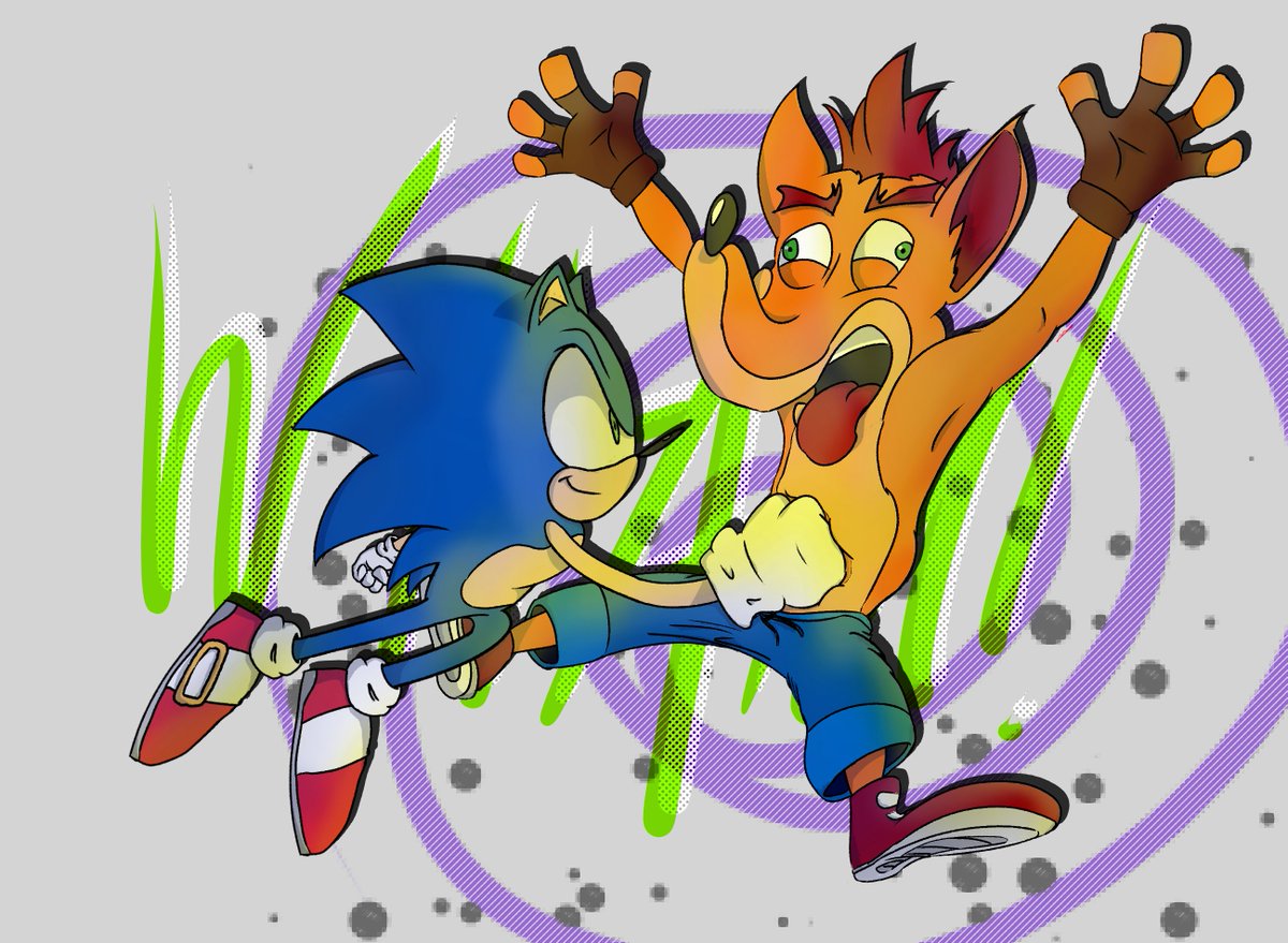 Right in the guts! #CrashBandicoot #Sonic #Fanart