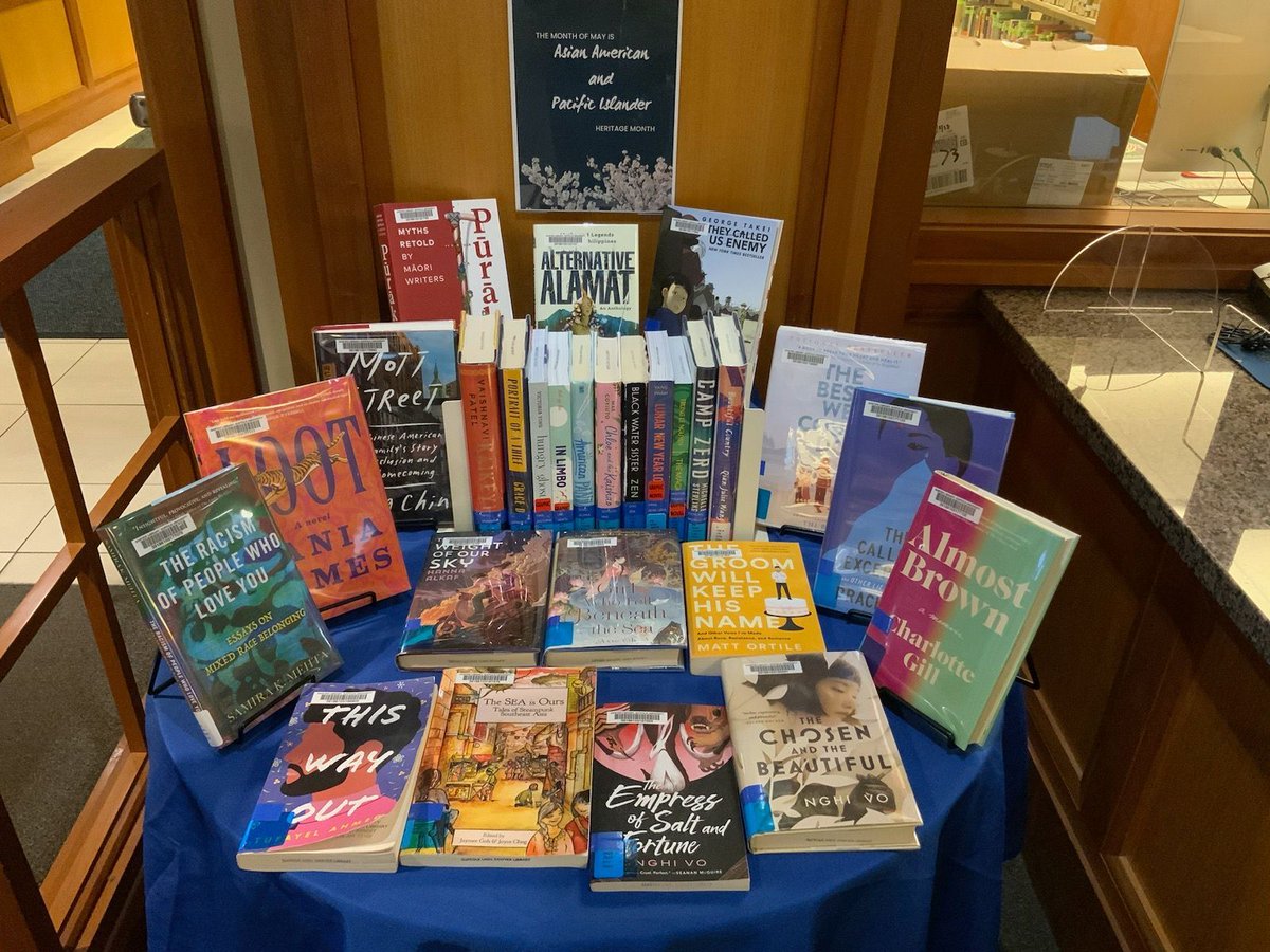 SawLib's tweet image. May is Asian American and Pacific Islander Heritage Month.  Check out the display of books we created to celebrate! #AAPIHeritageMonth