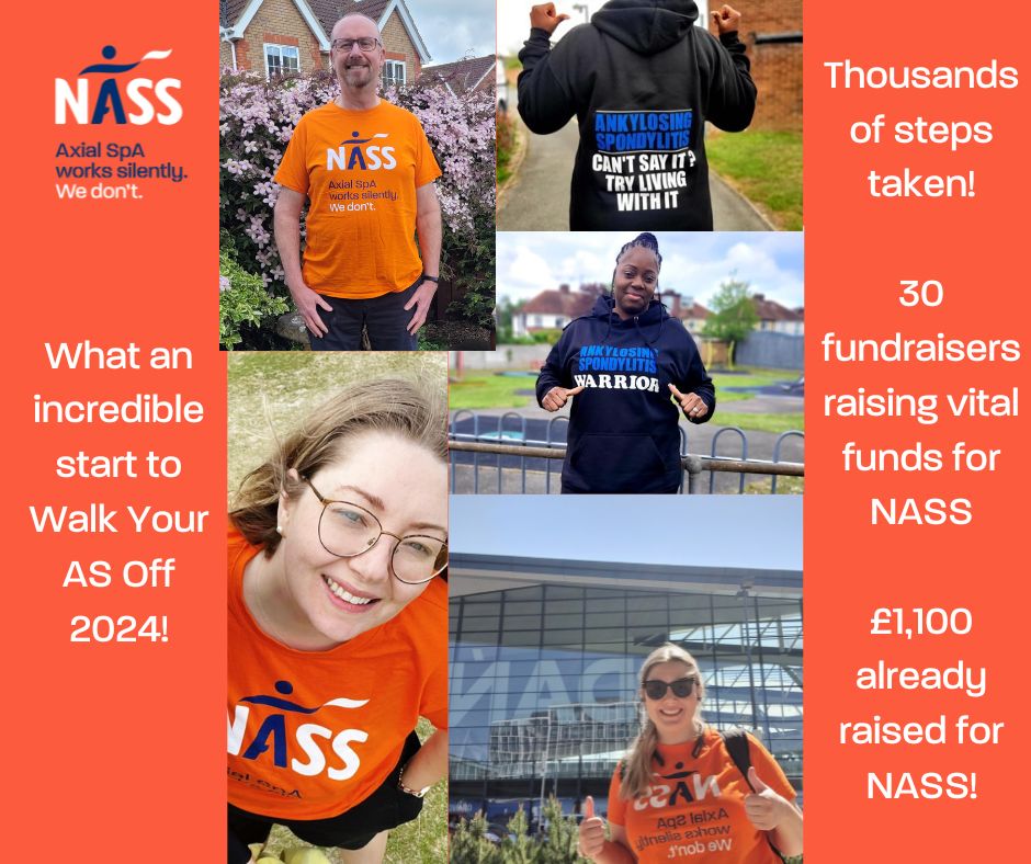 NASSexercise's tweet photo. With thousands of steps already taken and £1,100 raised so far, What an amazing start to #WalkYourASOff2024!
Want to join the fun? Click below to sign up to #WYASO202 today!👇
https://t.co/XSe5WrAGeK
#axialspa #AS #walking #axialspondyloarthritis #ankylosingspondylitis https://t.co/SFLngALyWT