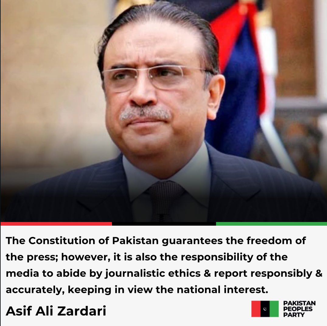 President of the Islamic Republic of Pakistan <a href="/AAliZardari/">AsifAliZardari</a>'s message on the occasion of World Press Freedom Day.

 #PressFreedomDay

Read More: ppp.org.pk/pr/31844/