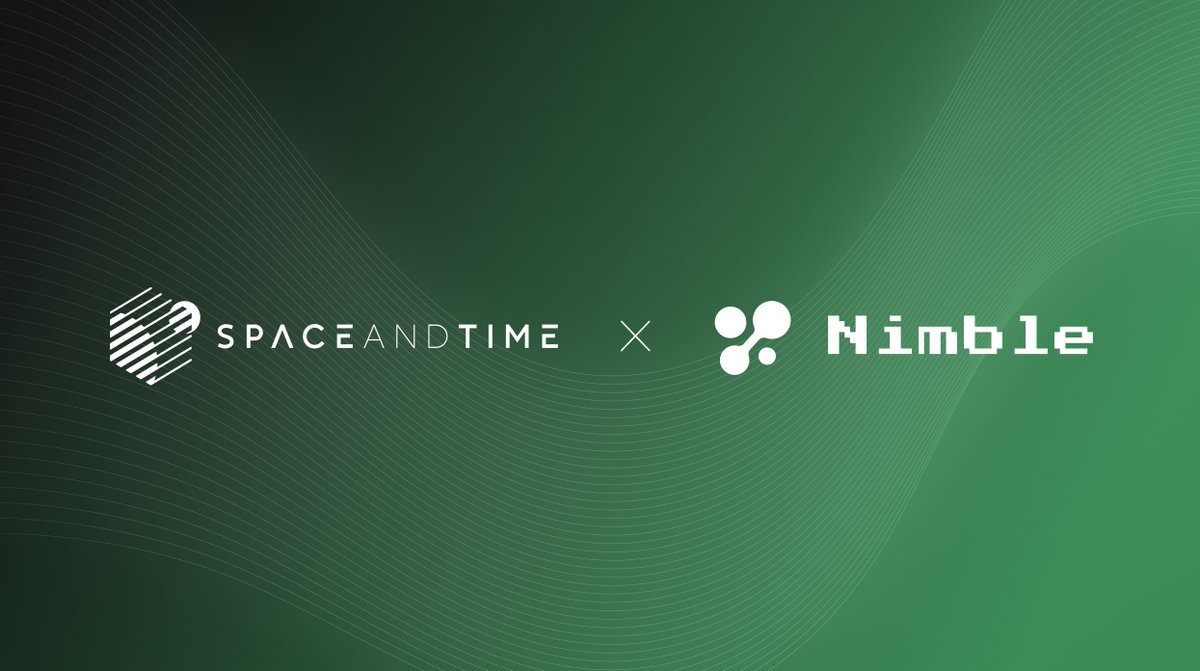 We're going live with @Nimble_Network on X Spaces in just a few hours 🫡 ⏰: Today @ 1 - 1:30 PM PT 🎙️: @0xJ_builder @chiefbuidl @cat_uccino 📍: twitter.com/i/spaces/1eaKb… Submit all your Qs about Space and Time, Nimble, and the future of AI x Blockchain in our Discord:…