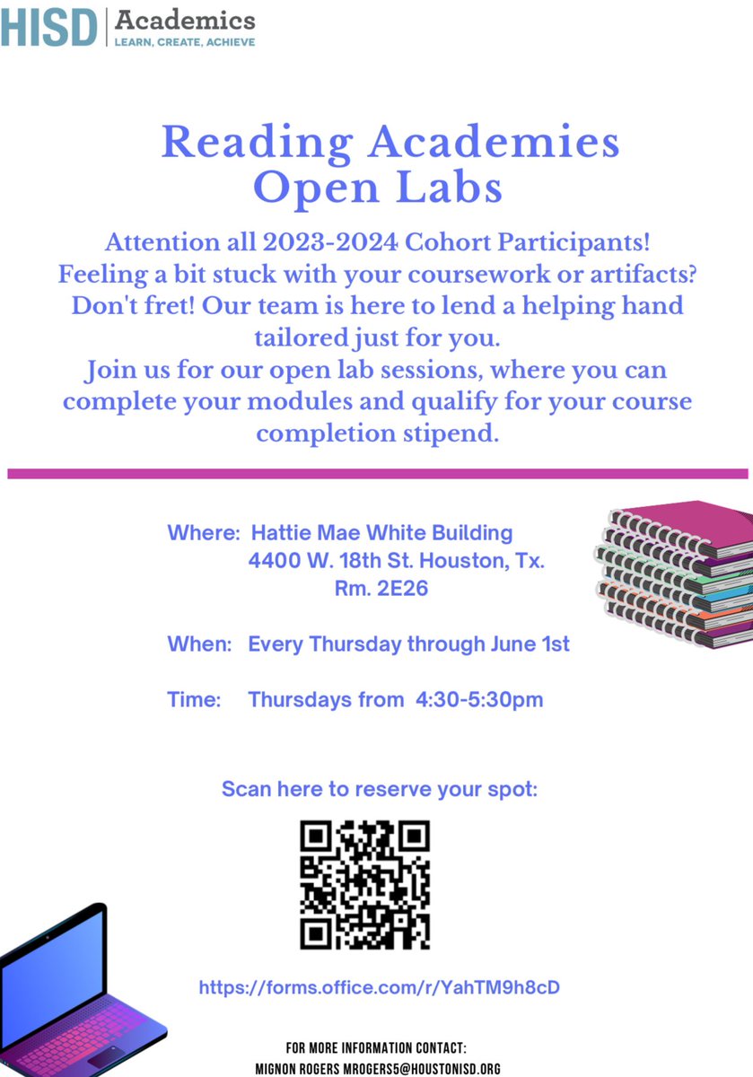 📣Attention Reading Academies participants, we are offering Open Lab sessions, where you can complete your module coursework. Our team is here to lend a helping hand tailored just for you.