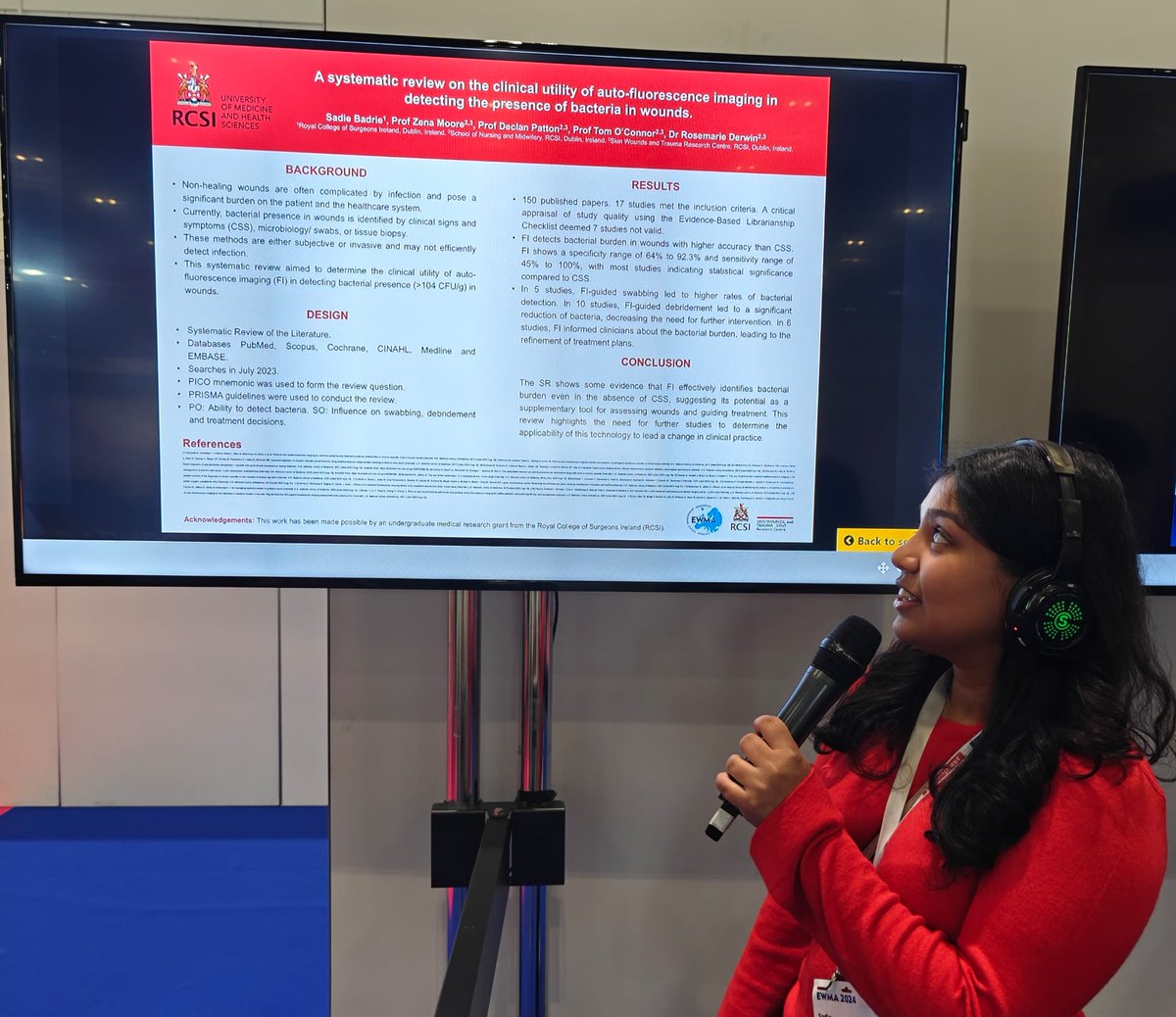 RosemarieDerwin's tweet image. Great presentation by Sadie Badrie medical student at @RCSI_Irl  @RCSI_SWaT @EWMAwound #EWMA2024