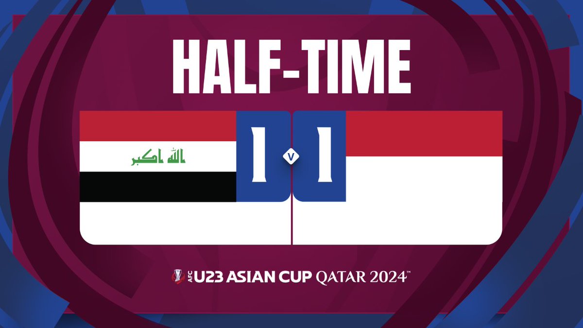 HALF TIME ⏱️

1️⃣ 🇮🇶 ➖️ 🇮🇩 1️⃣

#AFCU23 | #IRQvIDN